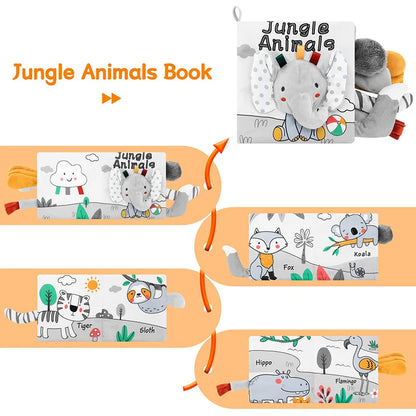 Sensory Baby Cloth Book – High Contrast Touch & Feel Learning Book (0–12 Months)