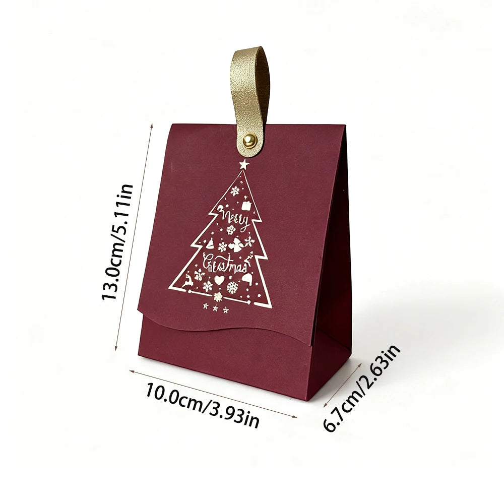 12-Pack Christmas Gift Boxes with Gold Handles – Festive Christmas Tree Gift Packaging