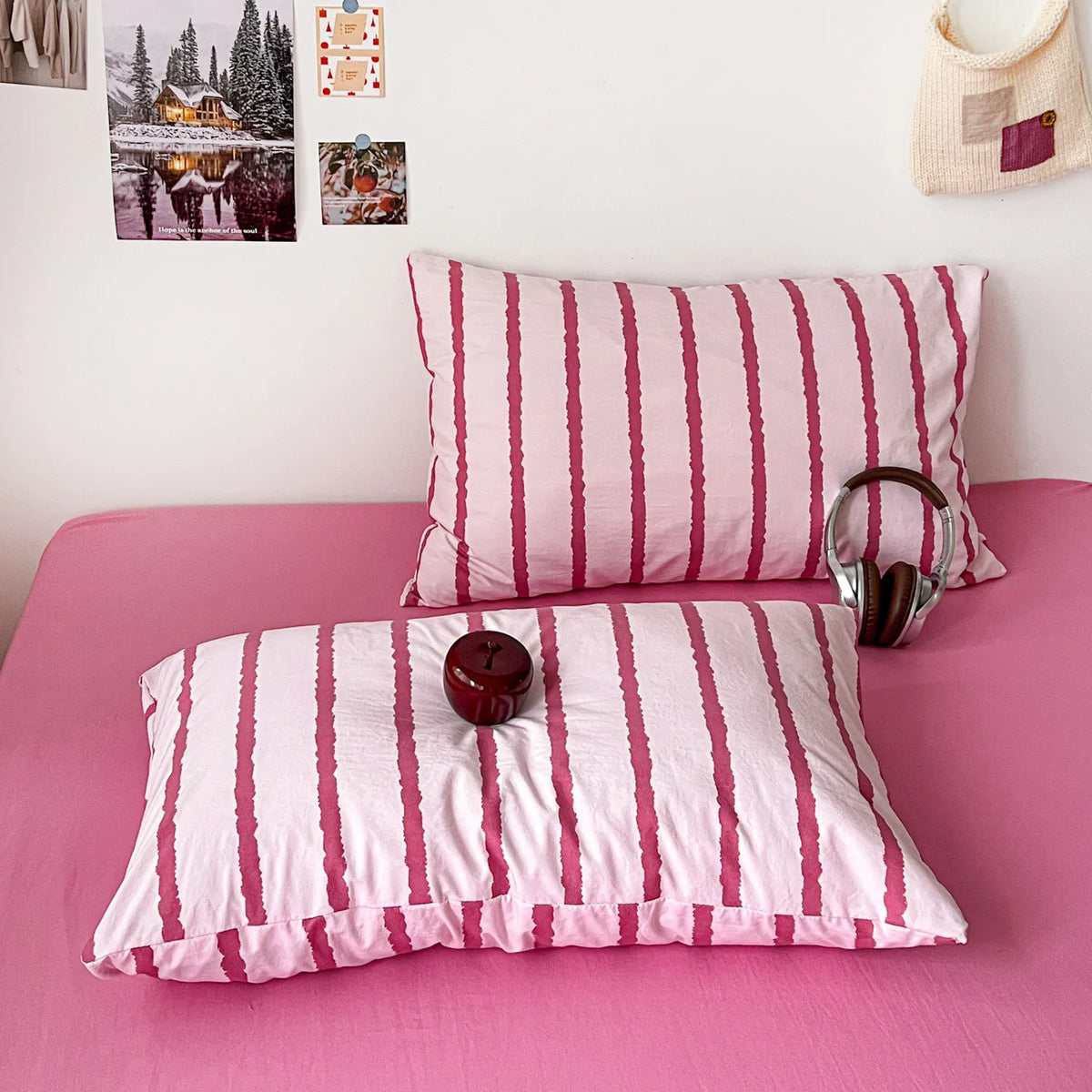 Striped Cotton Duvet Cover Set – 3-Piece Soft Washed Bedding Set with Pillowcases