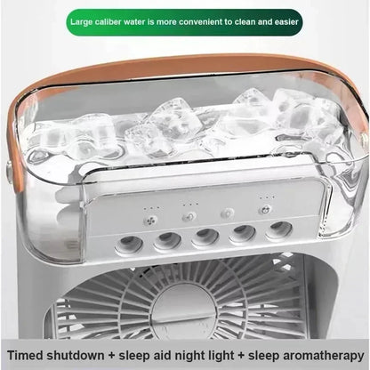 3-in-1 Portable Air Cooler Fan with Humidifier & LED Light (USB)