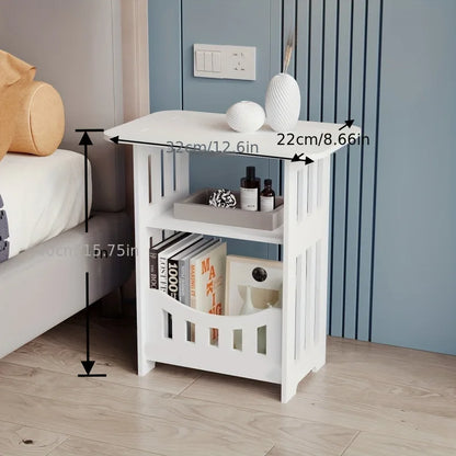 Nordic-Style Wooden Side Table with Storage Rack