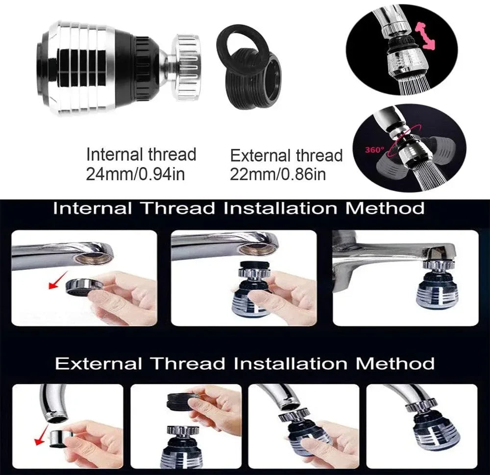 Rotating Tap Extender – High Pressure Kitchen & Bathroom Faucet Attachment