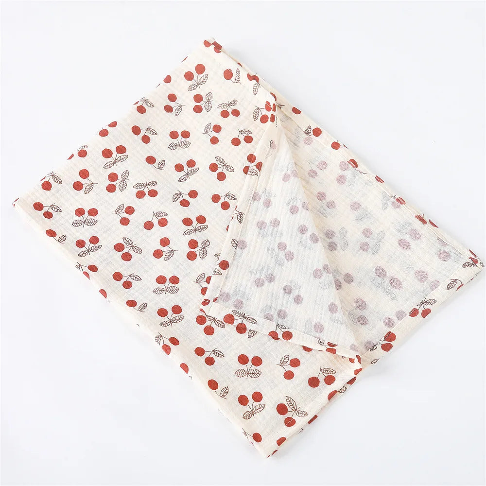 Floral Cotton Muslin Swaddle Blanket – Baby Wrap, Pram Cover & Receiving Blanket
