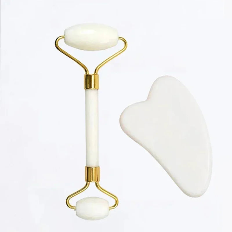 Natural Jade Roller & Gua Sha Set – Facial, Neck & Body Massage Beauty Tools