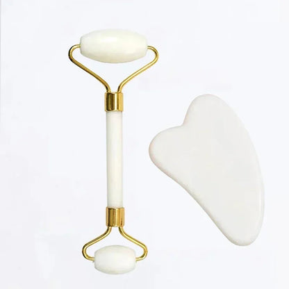 Natural Jade Roller & Gua Sha Set – Facial, Neck & Body Massage Beauty Tools