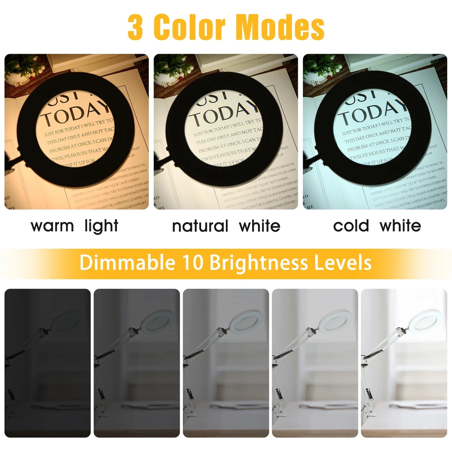 72LED 8X/10X USB Magnifying Glass with 3 Colours Light (10 different variants available)