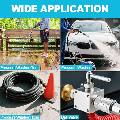High Pressure Washer Quick Connect Plug & Coupler – Stainless Steel M14, M22 &amp; G1/4 Adapters