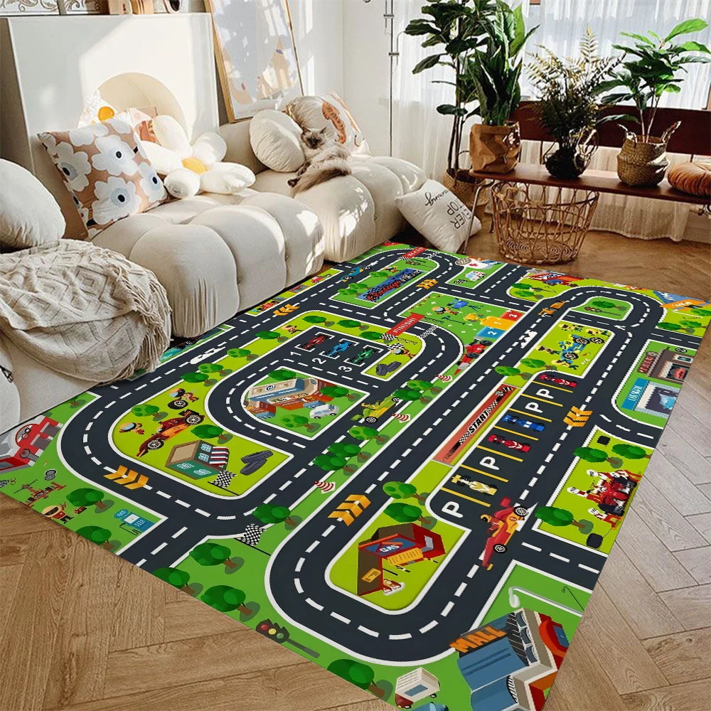 Kids City Traffic Car Play Mat – Non-Slip Road & Highway Playroom Rug