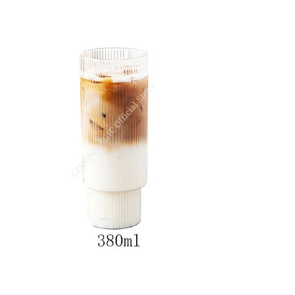 Vintage Ribbed Glass Cups – Heat-Resistant Coffee & Drink Tumblers