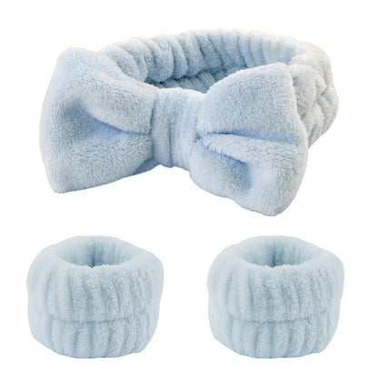 3-Piece Spa Headband & Wristband Set – Soft Absorbent Face Washing & Skincare Accessories