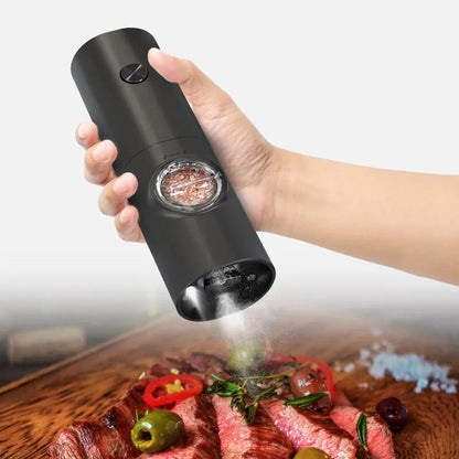 Automatic Gravity Salt & Pepper Grinder – LED Light Adjustable Mill