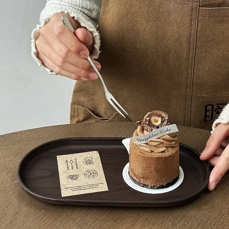 Walnut Wood Grain Oval Serving Tray – Coffee, Snacks & Dessert Platter