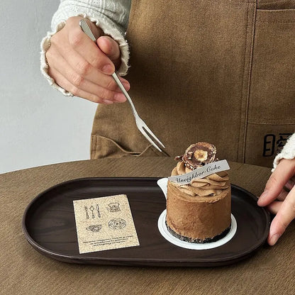 Walnut Wood Grain Oval Serving Tray – Coffee, Snacks & Dessert Platter