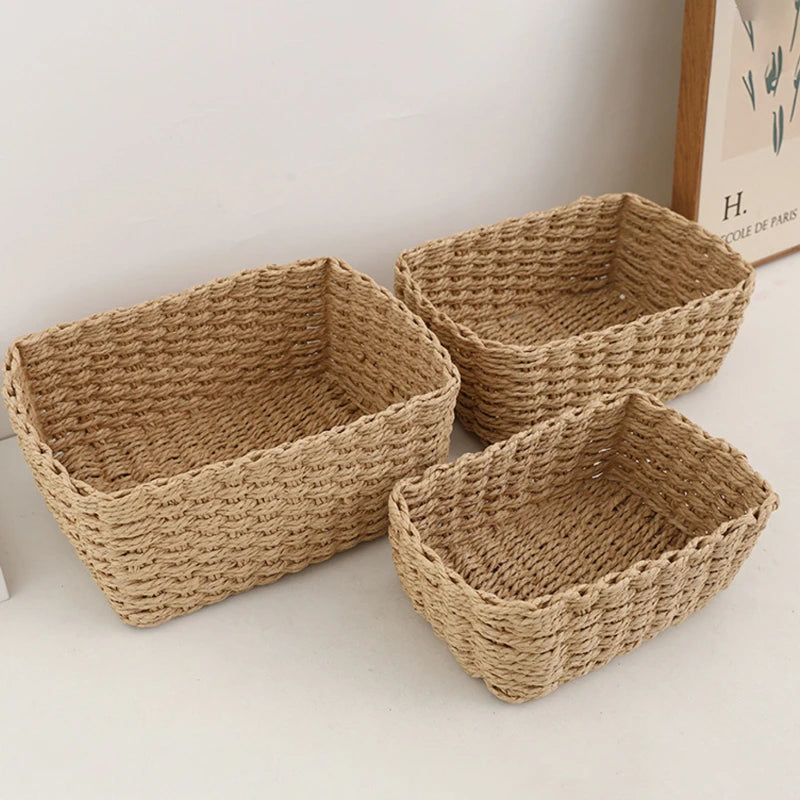 Handwoven Storage Basket – Decorative Home & Desktop Organiser for Cosmetics, Toys & Household Essentials