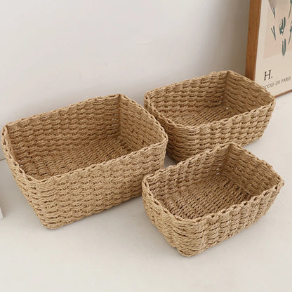 Handwoven Storage Basket – Decorative Home & Desktop Organiser for Cosmetics, Toys & Household Essentials