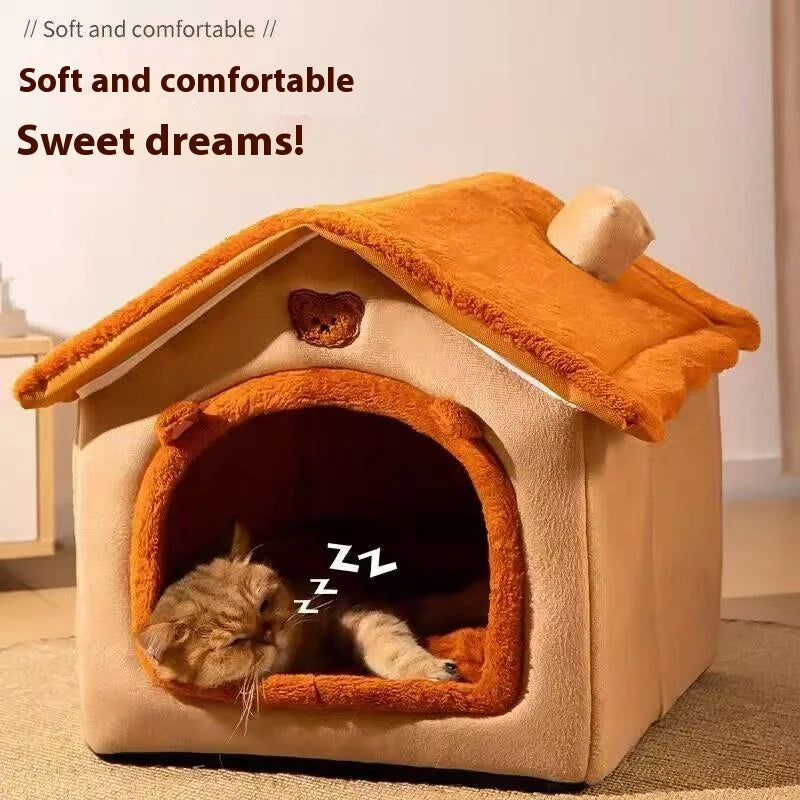 Cosy Pet House Bed – Removable & Washable Cat and Small Dog Hideaway