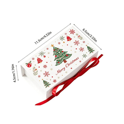 10-Pack Christmas Gift Boxes with Ribbon – Festive Tree & Snowflake Design