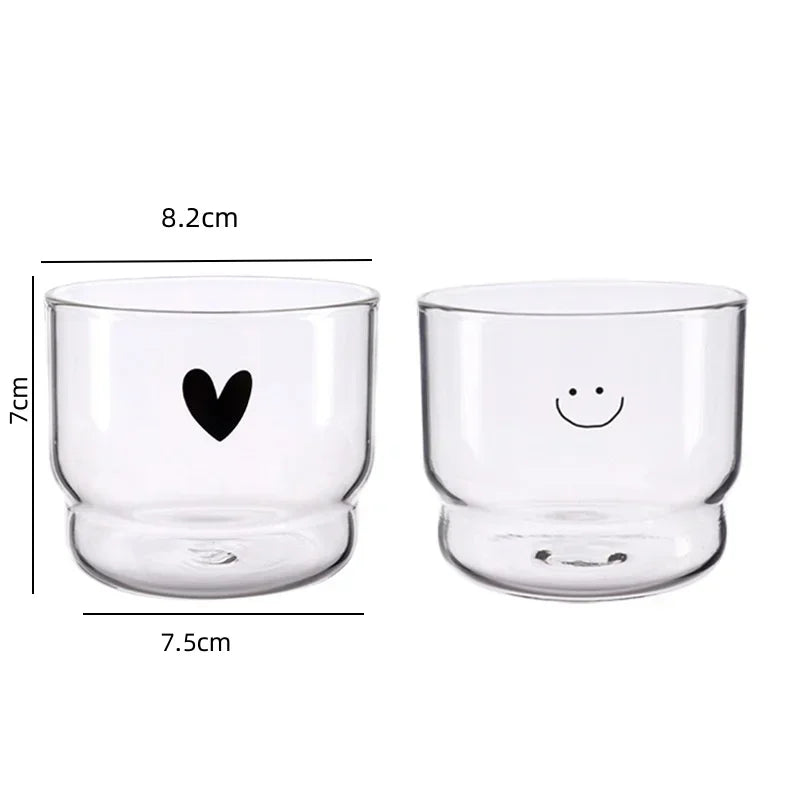 300ml Heart Glass Mug – Double Wall Heat-Resistant Coffee & Tea Cup