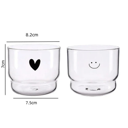 300ml Heart Glass Mug – Double Wall Heat-Resistant Coffee & Tea Cup