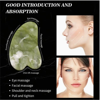Natural Jade Facial Roller & Gua Sha Set – Beauty Massage Tool for Face & Skin Care