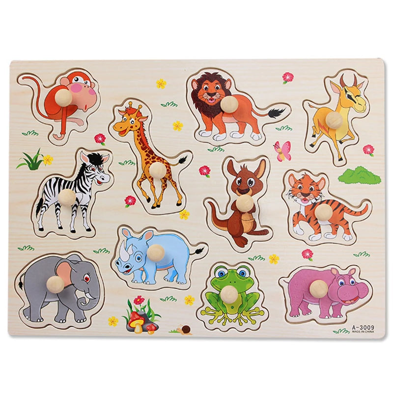 Montessori Wooden Animal Puzzle Board – Educational Learning Toy (1–3 Years)