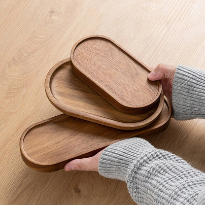 Japanese Style Wooden Serving Tray – Solid Wood Snack, Dessert & Tea Plate
