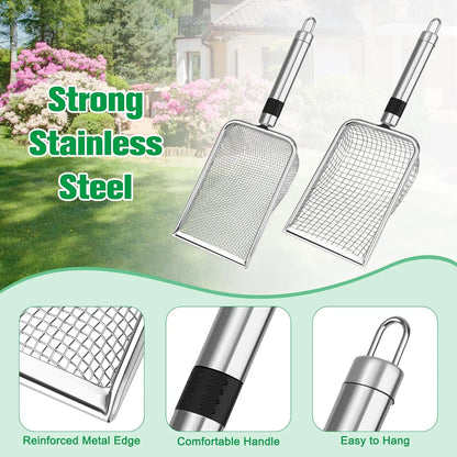 2-Piece Stainless Steel Garden Soil Sifter Set – Fine & Coarse Mesh Screens