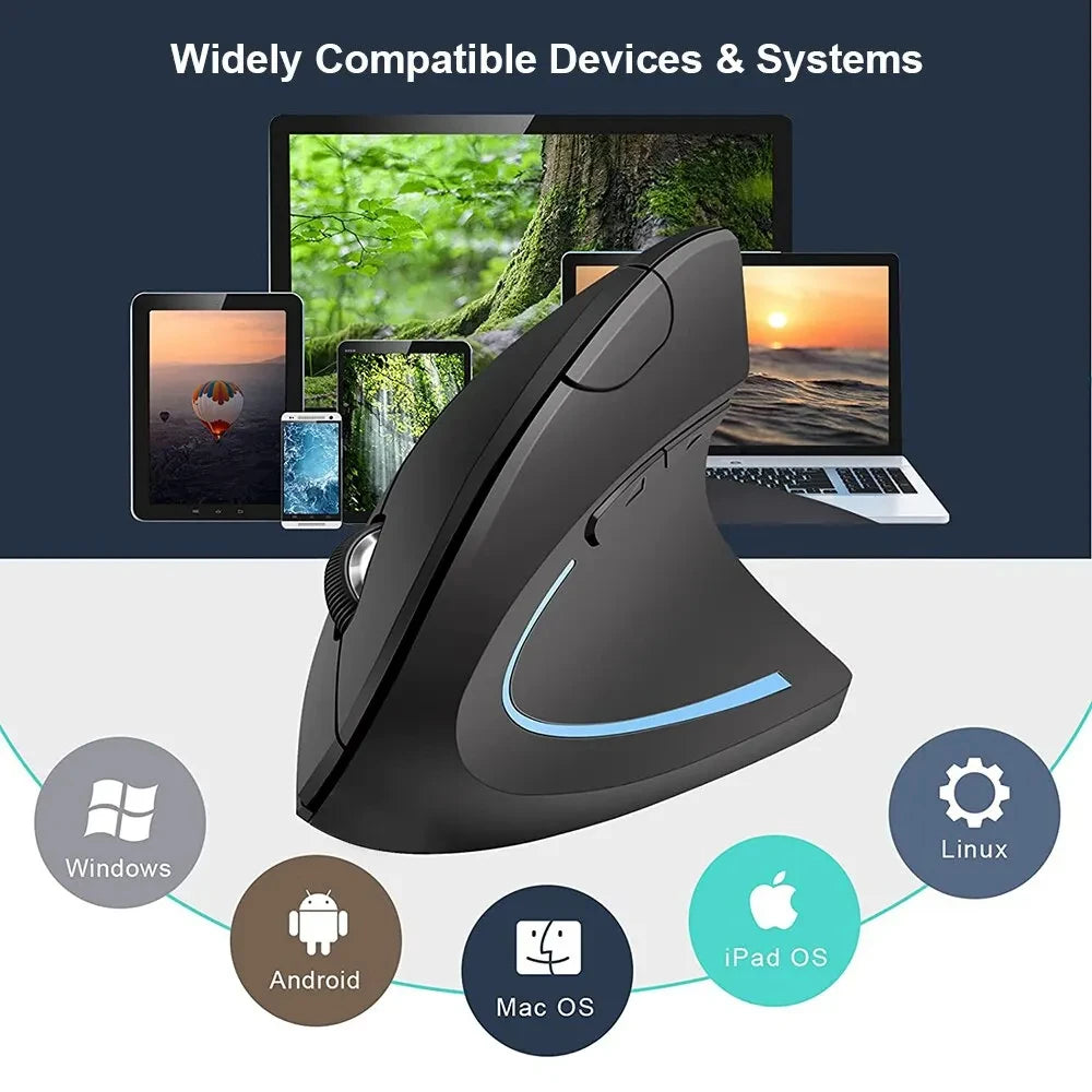 Ergonomic Vertical Wireless Mouse – 2.4GHz 6-Button Adjustable DPI