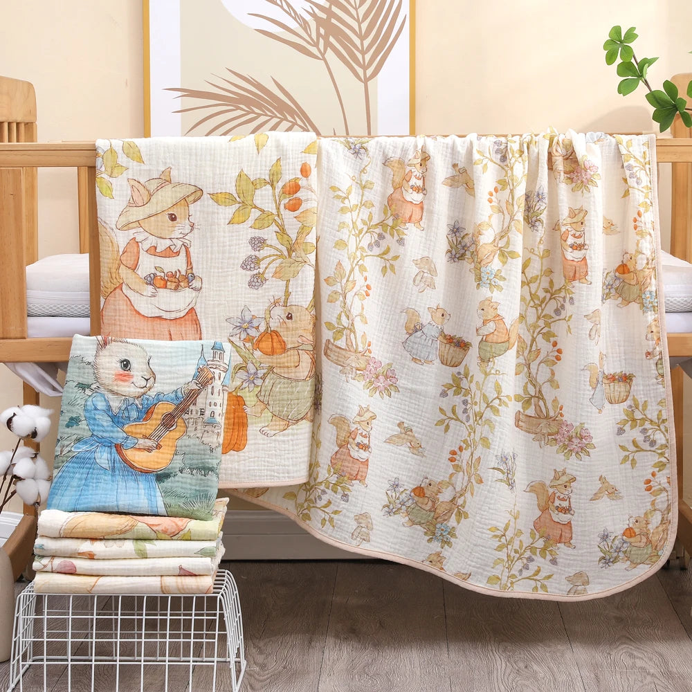Pure Cotton Muslin Baby Bath Towel & Swaddle Blanket – Soft Newborn Gauze Wrap