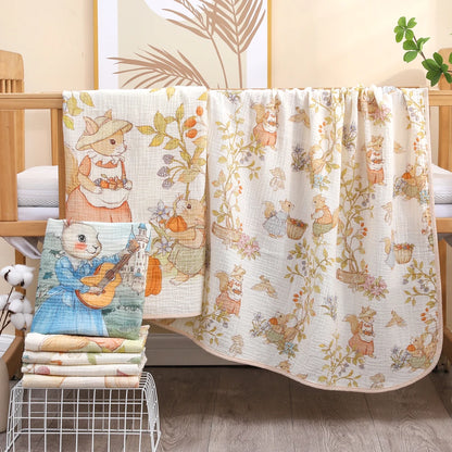 Pure Cotton Muslin Baby Bath Towel & Swaddle Blanket – Soft Newborn Gauze Wrap