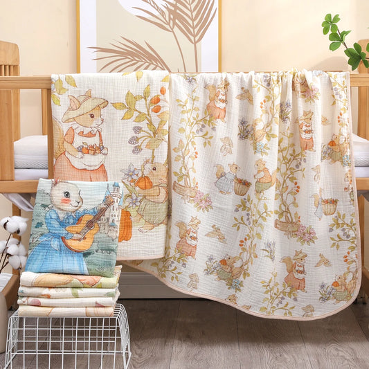 Pure Cotton Muslin Baby Bath Towel & Swaddle Blanket – Soft Newborn Gauze Wrap