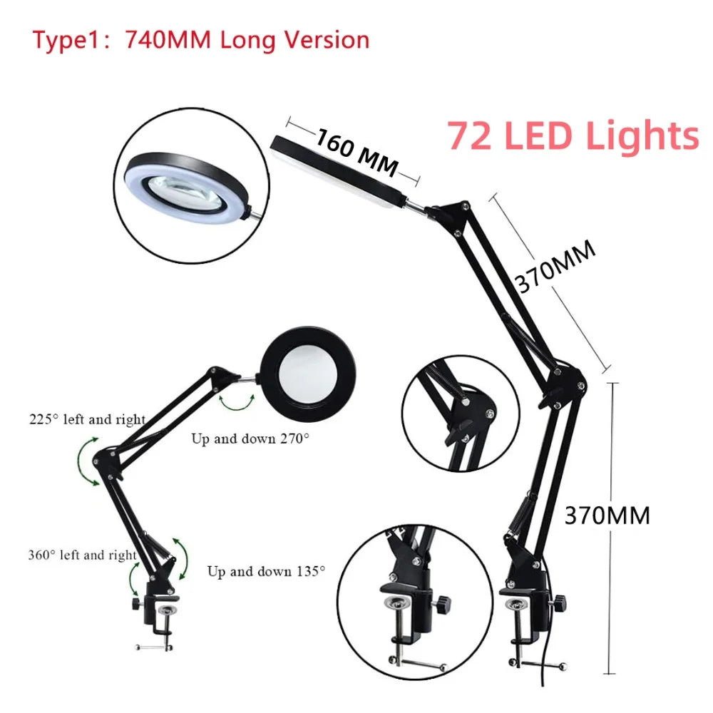 72LED 8X/10X USB Magnifying Glass with 3 Colours Light (10 different variants available)