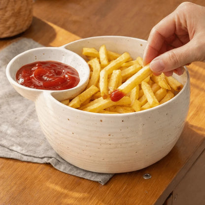 Japanese-Style Ceramic Compartment Bowl – Snack, Fruit & Dip Serving Dish