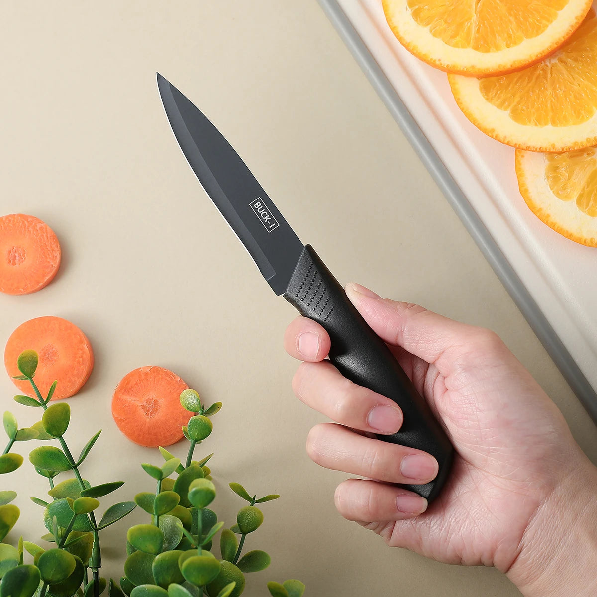 Stainless Steel Kitchen Knife Set (3/5pcs) – Sharp Black Blade Cooking Knives