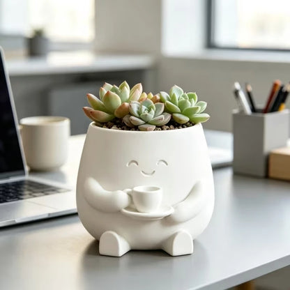 Smiling Mini Plant Pot – Cute Indoor Cactus & Succulent Planter