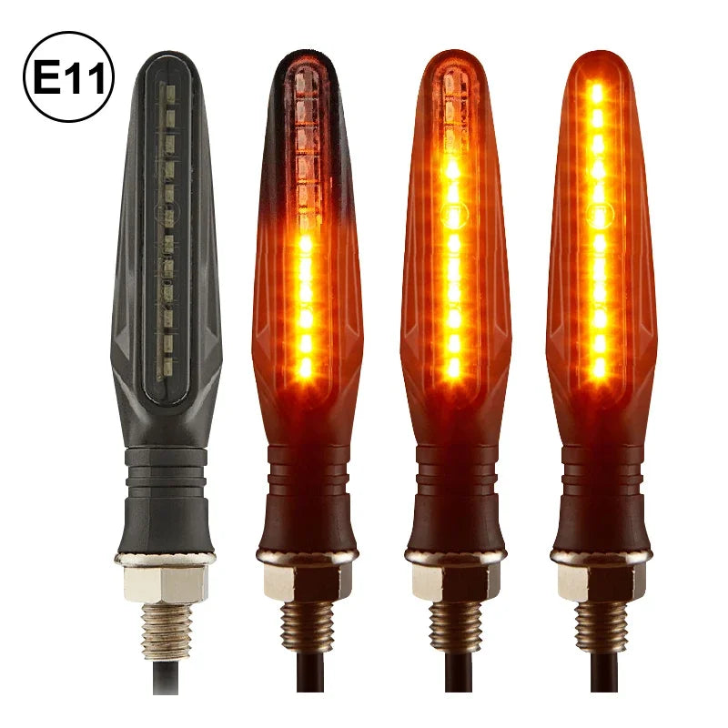 Universal LED Motorcycle Turn Signal Lights – 4-Pack Flowing Amber Indicators (12V)