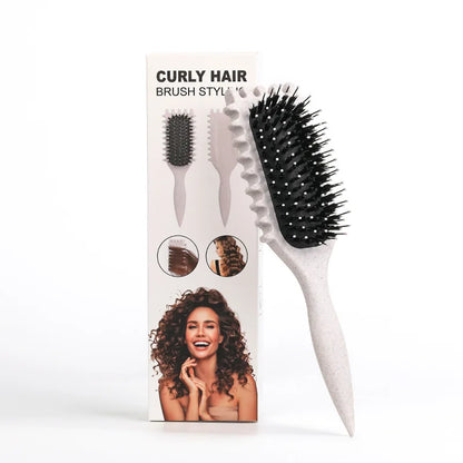 Curly Hair Styling Brush – Nylon Bristle Detangling & Curl Defining Brush