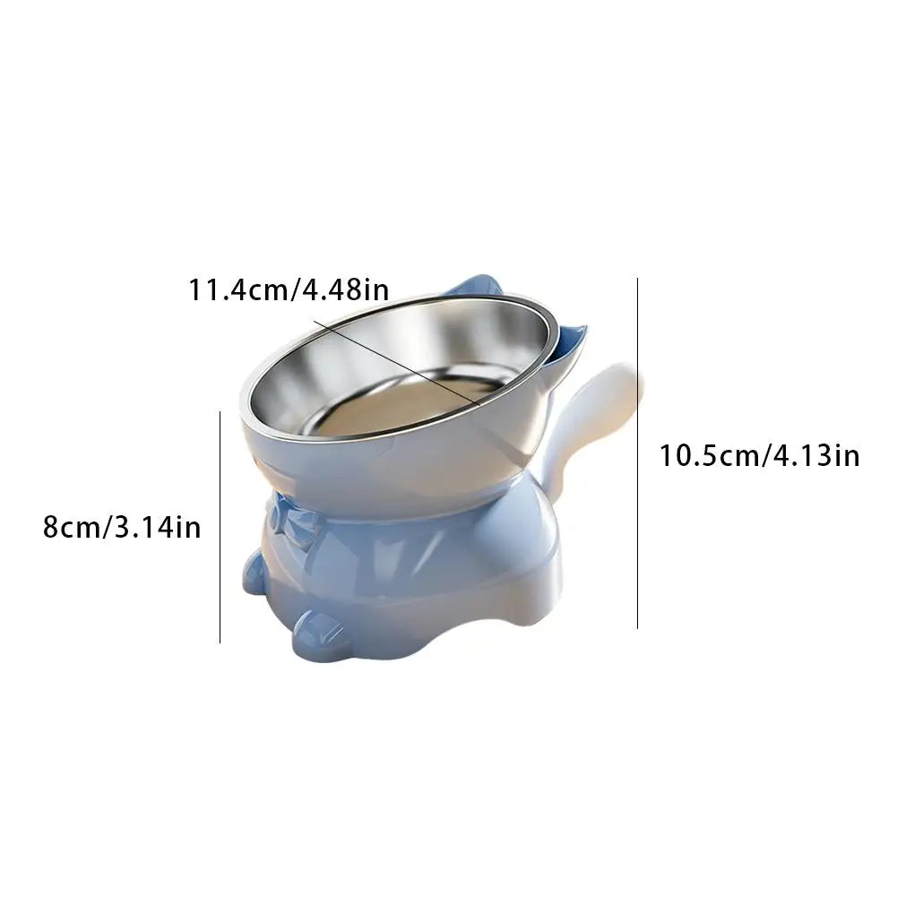 Elevated Tilted Stainless Steel Cat Bowl – Raised Whisker-Friendly Pet Feeder