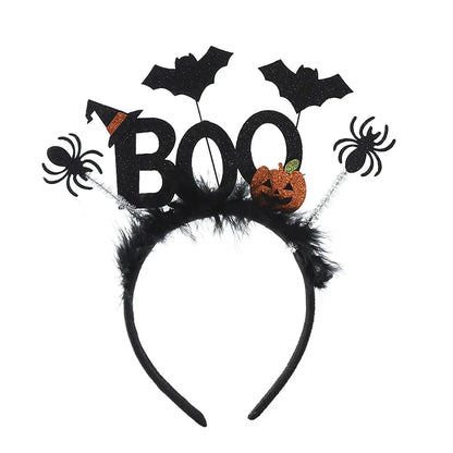 Halloween BOO Headband – Fluffy Ghost, Bat, Spider & Pumpkin Hair Accessory