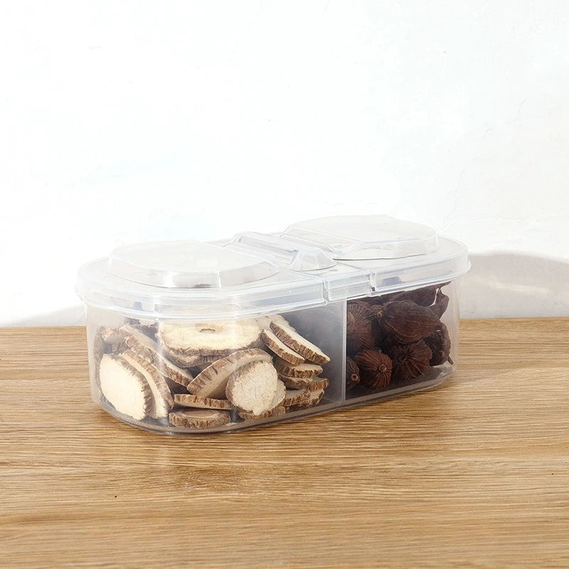 Dual Compartment Food Storage Container – Reusable Sealed Snack, Herb & Spice Box