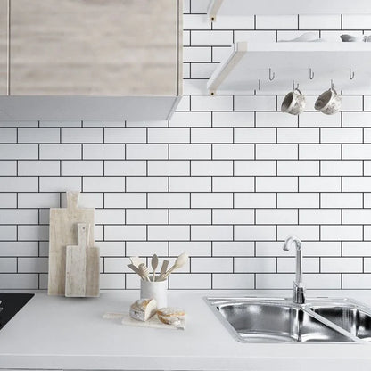 White Brick Waterproof Kitchen Cabinet Wallpaper – 40cm (5 different volumes available)