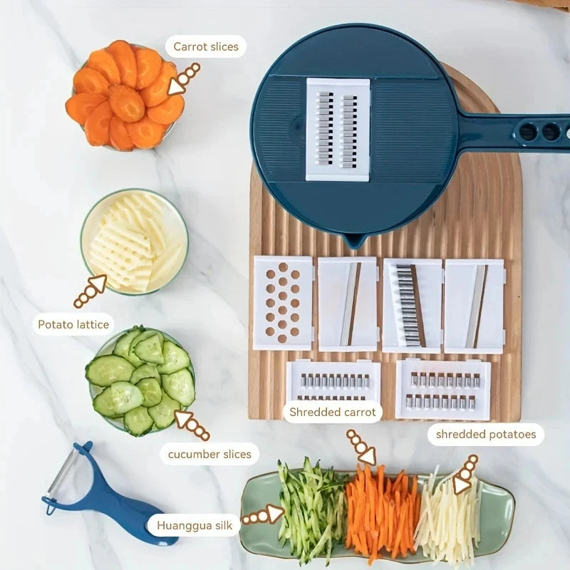 9-in-1 Multi-Function Vegetable Cutter – Mandoline Slicer, Grater & Food Chopper Set