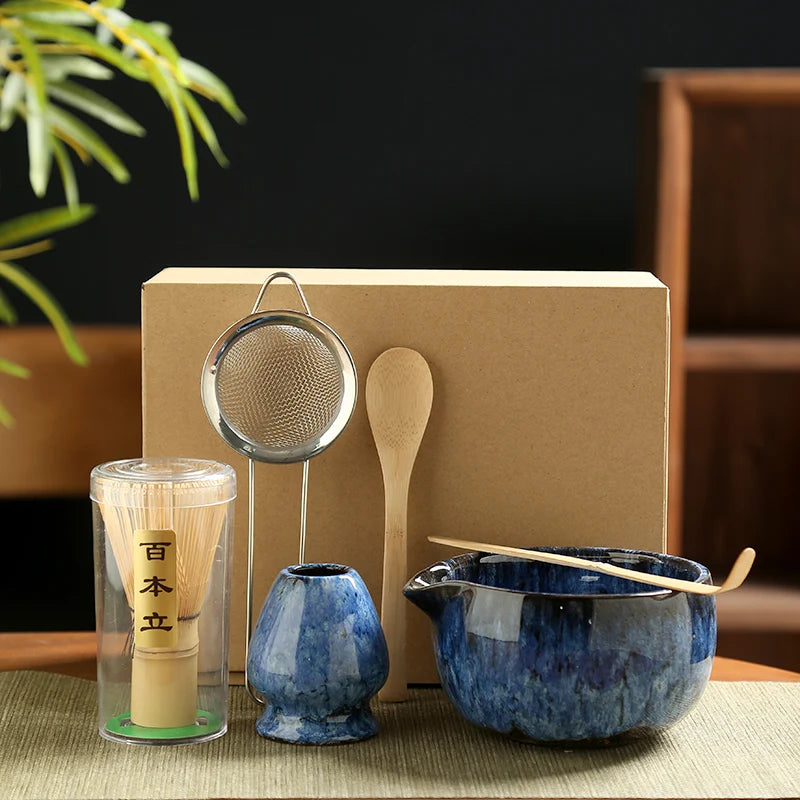 6-Piece Japanese Matcha Tea Set – Ceramic Bowl, Bamboo Whisk & Traditional Tea Ceremony Kit