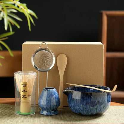 6-Piece Japanese Matcha Tea Set – Ceramic Bowl, Bamboo Whisk & Traditional Tea Ceremony Kit
