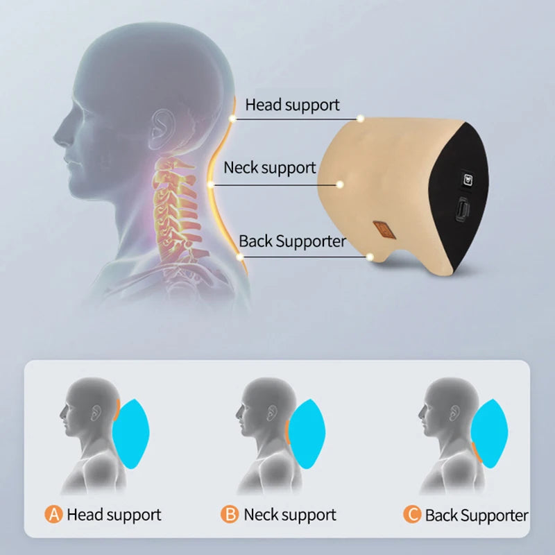 USB Rechargeable Car Neck & Lumbar Massage Cushion – Vibrating Headrest & Back Support