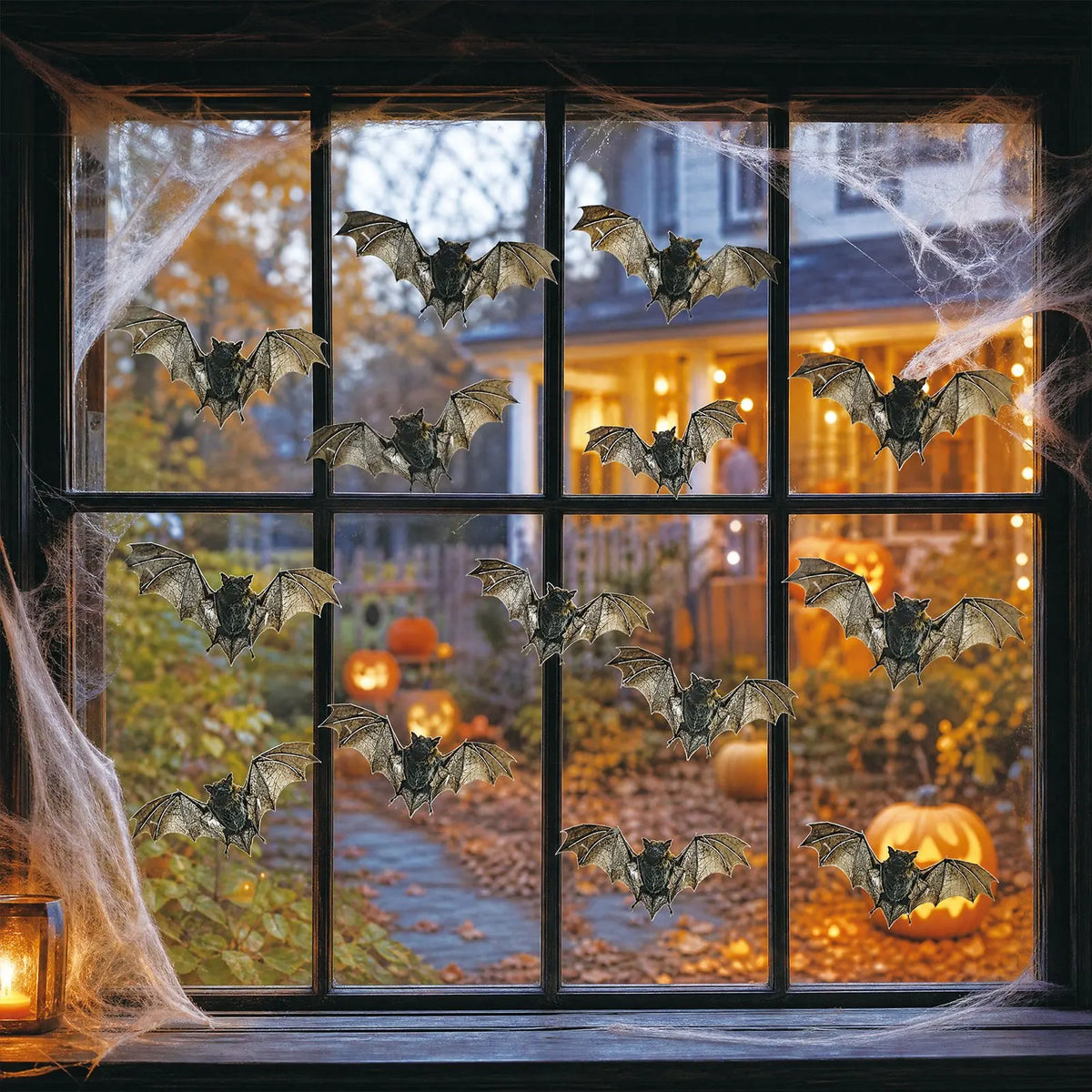 12-Piece 3D Realistic Bat Wall Decorations – Halloween Window & Party Décor
