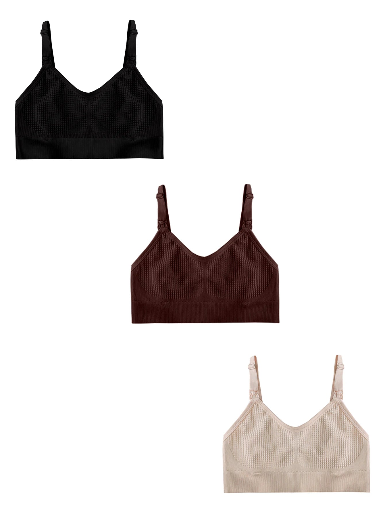 3-Pack Maternity Nursing Bras – Wire-Free Breastfeeding Bra Set