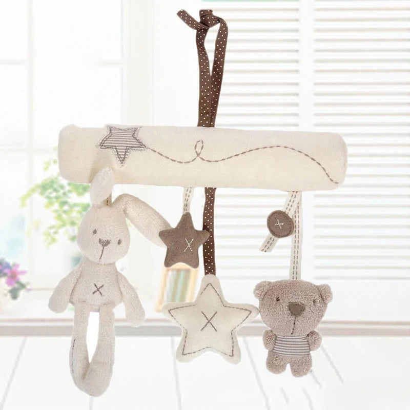 Plush Bunny Baby Stroller Rattle Toy – Hanging Pram, Car Seat & Cot Activity Toy