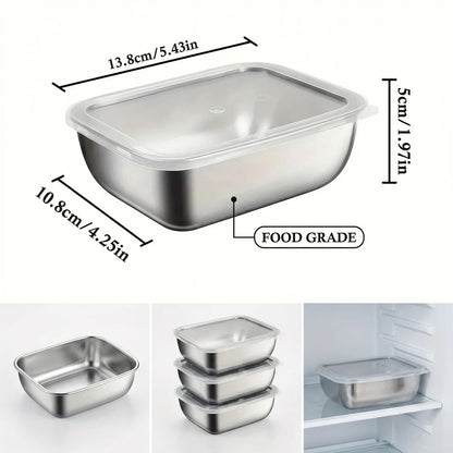 5-Piece Stainless Steel Food Storage Container Set – Stackable Meal Prep & Lunch Boxes