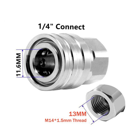 High Pressure Washer Quick Connect Plug & Coupler – Stainless Steel M14, M22 &amp; G1/4 Adapters